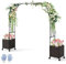 COSTWAY Garden Arch with Planter Box, 2M Metal Pergola Arbor Trellis with Self-Watering System & Lockable Wheels, Rose Vines Climbing Plant Support Archway for Lawn Backyard Wedding (288 x 40 x 200cm)