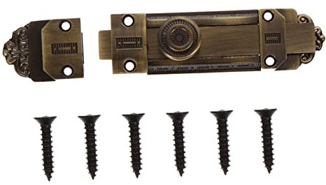 NUOBESTY Vintage Door Bolt Lock Antique Style Sliding Door Lock For Interior And Exterior Use Heavy Duty Brass Finish For Kitchens Bathrooms And Garages Easy