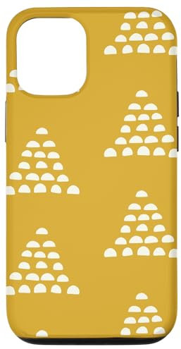Patrón Escams Minimalista en Blanco sobre Fondo Mostaza Hülle für iPhone 12/12 Pro