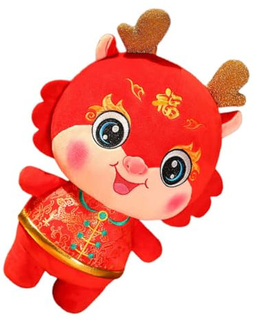 YARNOW Poupée De Mascotte Peluche Poupée en Peluche Dragon Mascotte du Nouvel an Chinois en Peluche Dragon du Nouvel an Chinois Poupée Dragon Coton PP