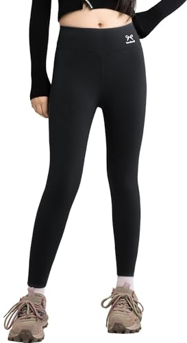 NEAWEALY Legging thermique pour fille et enfant - Legging chaud en coton doublé en polaire - Pantalon d'équitation de sport et d'hiver