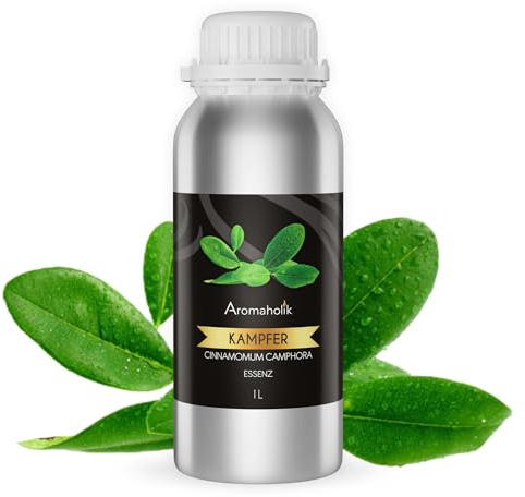 Premium reines natürliches Kampferöl – 100 % pures ätherisches Öl, BIO, organisch – zur Herstellung ätherischer Öle, Kerzen, Seifen, DIY – Camphor Essence 1L, Aromaholik