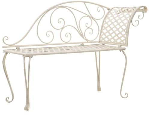 QZZCED Gartenliege aus Stahl, weiß, antik, 128 cm, Gestell aus Metall, robust und langlebig, ergonomisches Design, bequem, für den Außenbereich, maximale Tragkraft 110 kg