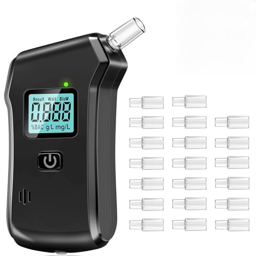 FIVAVA Polizeigenauer Alkoholtester – Mit 20 Einweg-Mundstücken, Schnelle & Präzise Messung, Ideal für Zuhause, Partys & Private Nutzung