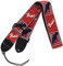 Fender Correa Monogramada, Longitud Totalmente Ajustable (90 cm, 145cm), Rojo/Negro/Azul