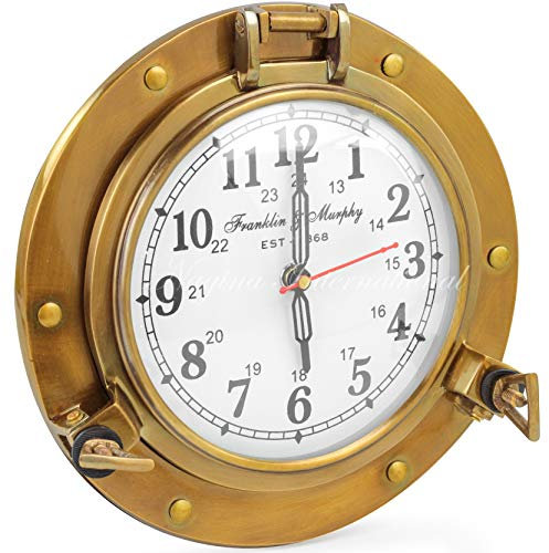 Nagina International Antique Brass Ship Porthole Clock 9