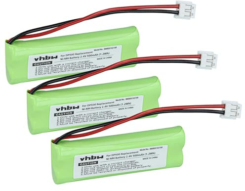 vhbw 3X Akku kompatibel mit Medion MD82973 | MD83024, MD83173, Life S63062, Life S63065, Life S63072 schnurlos Festnetz Telefon (500 mAh, 2,4 V, NiMH)