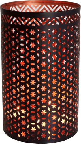 GURU SHOP Runde Metall Windlicht Leuchte, Passend Für Teelicht Kerzen Oder als Deckenlampe Verwendbar - Modell 3, Size:16 cm