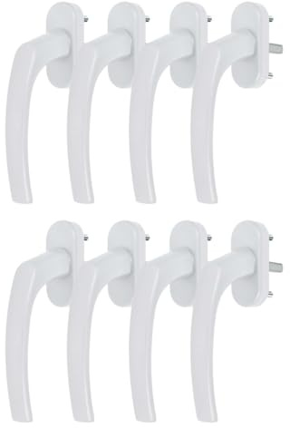 8 x Alu Fenstergriff in Weiß RAL 9016 - Stiftlänge 40mm