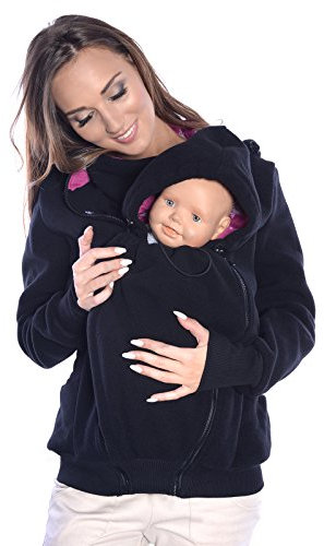 MijaCulture Mija - 3in1 Tragejacke, Umstandsjacke Tragepullover für Tragetuch für Babytrage 4047 (EU44 / XXL, Schwarz)