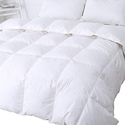 Edredón DUO-V HOME de plumas de ganso y plumón de lujo, 13,5 TOG, 100% algodón, antiácaros y resistente, en color blanco. , Ganso, Blanco, 135x200cm
