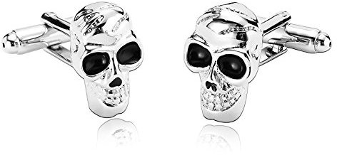 Bishilin Edelstahl Herren Manschettenknöpfe Hochzeit Vintage Gothic Schädel Totenkopf Silber Manschettenknopf Hemd 2 PCS/1 Paar
