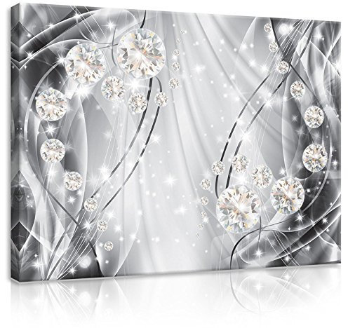 Forwall - Leinwand Bilder - Abstrakt Diamanten Silber Glamour - 80x60 cm Leinwandbilder - Bild auf leinwand - Wandbild XXL groß Wandbilder für Wohnzimmer Schlafzimmer Wohnzimmerbilder Modern