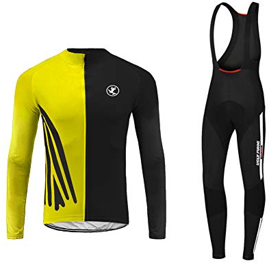 UGLY FROG Herren Winter Warm Fleece Schnelltrocknend atmungsaktiv Langarm Fahrrad Reitkleidung Set Mit 3D Kissen Gepolsterte Lange Hosen für Radfahren Größe (XS-6XL)