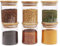 ORNAMI Small Glass Food Jar with Natural Bamboo Lid and Silicone Ring for Airtight Sealing, Little Clear Canister Jar for Kitchen Storage, for Grains, Seeds, Salt, Pepper, Spices - Set of 6 (200ml)