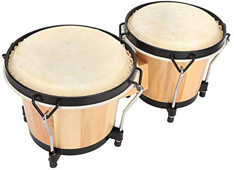 Bongo Drums, mit Schraubenschlüssel und Naturholz, Afrikanische Trommel Set, für Anfänger, Profis, Schulen, Partys und Musiktherapie