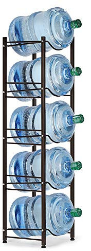 Water Cooler Jug Rack Dispenser 5 Tier Stainless Steel Heavy Duty Detachable Water Bottle Storage Shelf Organizer for 5 Gallon Water Jug Holder for Home Office Kitchen Breakroom