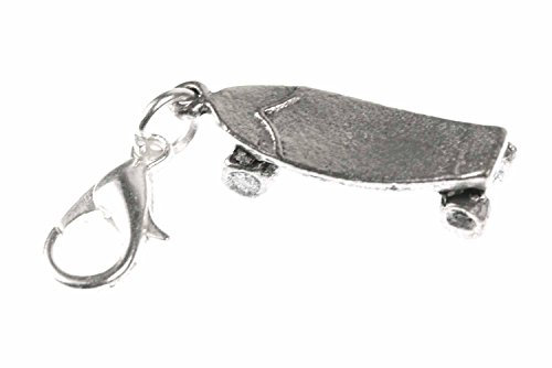 Miniblings Skateboard Charm Kids Skaten Skater Silber - Handmade Modeschmuck I Kettenanhänger versilbert - Bettelanhänger Bettelarmband - Anhänger für Armband
