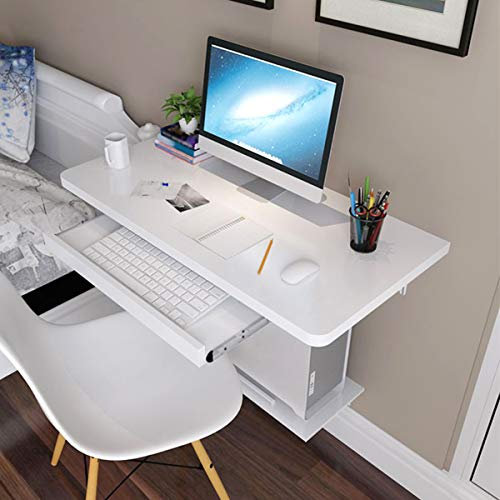 Wall-mounted desktop computer desk with drawers and shelves Simple folding desk (black walnut color/light walnut color/teak color/white color)