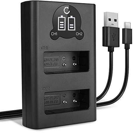 CELLONIC Smart & Fast BC-DC15 BC-DC15-E Dual Charger compatible with BP-DC15 BP-DC15-E BP-DC15-TK BP-DC15-U + USB Cable Charging Cable USB Power Supply