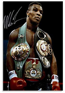 yuhui Mike Tyson mit Gürteln, Leinwand-Poster und Wandkunst, modernes Familienschlafzimmer-Dekor-Poster, 40 x 60 cm