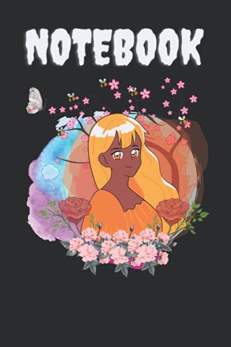 Notebook-A blonde girl behind a tree with bees and bedding- a different design: 6x9 in 120 page