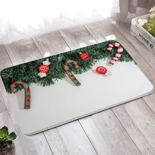 Bishilin Fußmatte 60x180 Weihnachten, Badezimmermatte rutschfest Waschbar Zweige und Weihnachtsdeko Muster Türmatte Außen Personalisiert