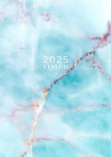 2025 Timer: Terminkalender mit Uhrzeiten 5 bis 23h Tag | 1 Woche auf 2 Seiten mit Zeit Wochenplaner | A4 Buchkalender mit Zeiteinteilung | ... | Jahresplaner | Soft-Cover Marmor Blau