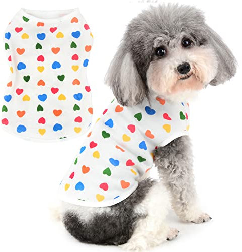 Zunea Hundeweste T-Shirt für kleine Hunde Sommer Welpe Kleidung Tank Top Weiche Baumwolle Atmungsaktiv Ärmellos Haustier Bekleidung Niedlich Basic Coole Kleidung für Chihuahua Yorkie Weiß M