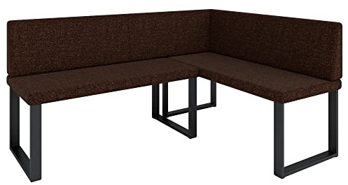 FURNISTAR Eckbank Akiko Metal - Eckbankgruppe für Ihrem Esszimmer, Küche modern, Sitzecke, Essecke. Perfekt für Küche, Büro und Rezeption. Solide und Starke Verarbeitung. (INARI 28, 196x142cm rechts)