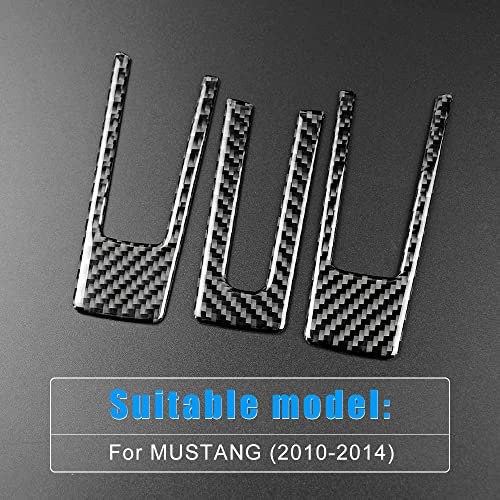 KUNGKIC 3 Stück Kohlefaser Auto-Lenkrad Abdeckung Aufkleber Dekorativ Compatible with Ford Mustang GT 2010-2014 Lenkradtastenrahmen Innenraum Zubehör