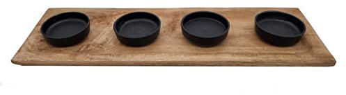 Mango Advents Kerzenhalter für 4 Kerzen - 45 x 15 cm - Holz Metall Kerzenständer - Adventskranz Weihnachten Tisch Winter Dekoration