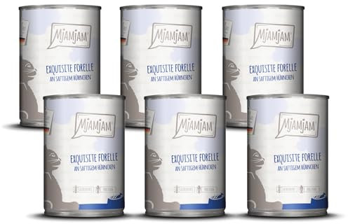 MjAMjAM - Premium Nassfutter für Katzen - exquisite Forelle an saftigem Hühnchen, 6er Pack (6x400g), getreidefrei