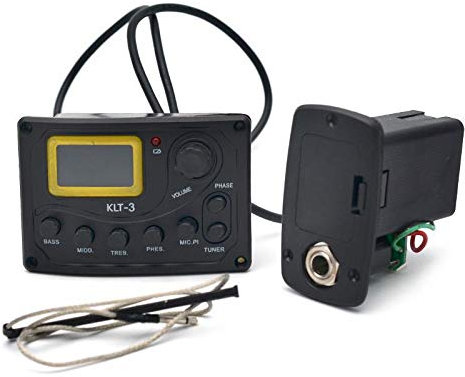 Doumneou 4-Band Equalizer - 3 Preamp Bass Equalizer for Acoustic Guitar with Digital Tuner Microphone