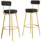 Tabouret de Bar Chaise de Bar rembourrée en Velours avec Dossier Lot de 2 tabourets de Bar Petit-déjeuner Cuisine Comptoir Pieds métalliques dorés Maison Tabourets Hauts de Style européen de Luxe