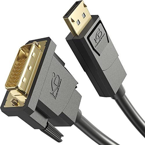 KabelDirekt – DisplayPort auf DVI Adapter Kabel – 5x 2m (Kabel mit störungsfester Schirmung für Grafikkarten mit DP-Ausgang zu Monitoren mit DVI-Eingang, 1920×1200 bei 60Hz – unidirektional)