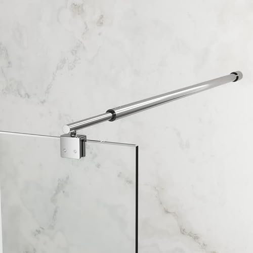 73-123 cm Ersatz Einziehbar Stabilisator Länge Teleskopisch Wandmontage Stabilisierungsstange für Glasstärken 8-10 mm, Edelstahl Haltestange für Walk-in Duschwand Seitenwand Fixiert, Silber