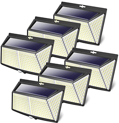 LOTMOS【6 Stücke Solarlampen für Außen mit Bewegungsmelder, 308 LED 3 Modi 270° LED Solar Aussenleuchte mit Bewegungsmelder Aussen, IP65 Solar Wasserdichte Wandleuchte für Wand Post Pathway Garten