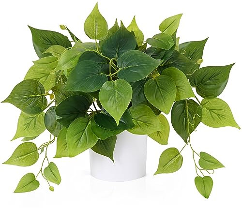 Waipfaru Faux Plants Indoor with Plastic Pots, Realistic Small Fake Plants, Fake Plants with Pothos, Fake Potted Plants, Artificial Plant for Home Shelf Bathroom Kitchen Office Indoor Outdoor Decor