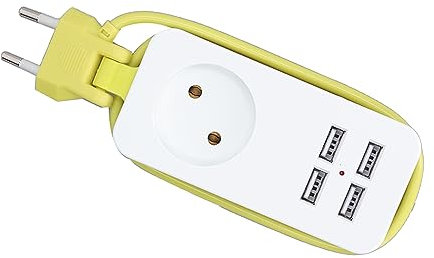 Regleta Versátil con 4 Puertos USB, Ligera y Estable, Múltiples Protecciones, Regleta Incombustible para Smartphones Tablet (Blanco Verde)