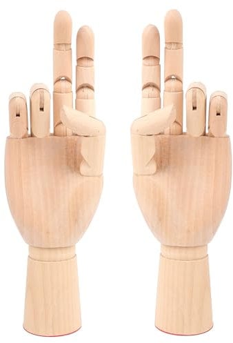 Framendino, 2 Stück 25,4 cm Holz Handmodell Holz Künstler Schaufensterpuppe rechte linke Hand für Heimdekoration