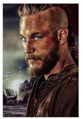 ALNILA Leinwand-Poster, Motiv: Wikinger Ragnar Lothbrok 2, Wandkunst, Dekordruck, Bild Gemälde für Wohnzimmer, Schlafzimmer, Dekoration, ungerahmt, 30 x 45 cm