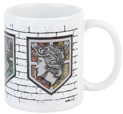 Grupo Erik Taza Ataque a los Titanes, Emblema de pared - Taza desayuno - Taza cerámica 350ml - Taza te - Taza café - Regalos originales, Tazas de café
