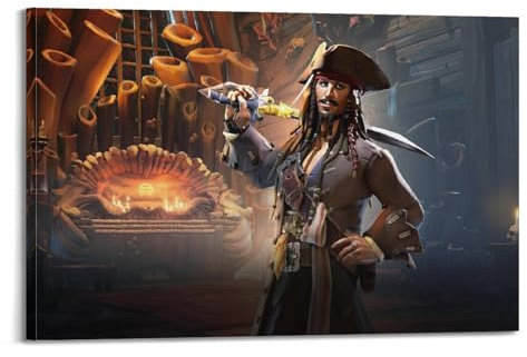 Therapi Jack Sparrow Sea of ​​​​Thieves Spiel-Poster, dekoratives Gemälde, Leinwand, Wandposter und Kunstbild, Druck, moderne Familienschlafzimmer-Dekoration, Poster, 20 x 30 cm