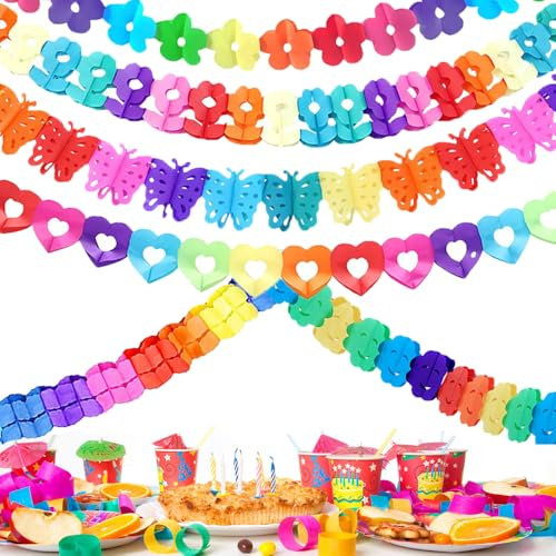 RXKFIGX 6 Stück Party Dekoration Mexikanische Deko,Bunt Girlande Papier Deko,Girlande Geburtstag,Papiergirlande Geburtstagsgirlande für Party Hochzeit Geburtstag Festival Weihnachten