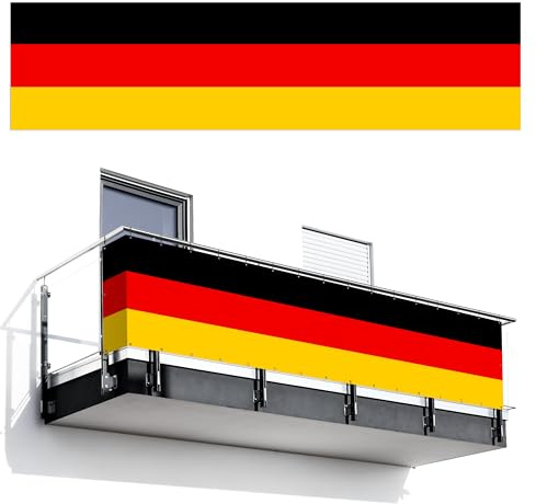 MuchoWow© Balkon Sichtschutz Einseitig Groß PVC Terrassen Garten Windschutz | 130x500 cm - ohne bohren Wetterfest für Zaun Terrasse Sichtschutzmatte Outdoor Deko Deutsch - Flagge - Deutschland