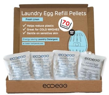 ecoegg Laundry Egg Refills – Non Bio Laundry Detergent for Sensitive Skin – 70 Washes Fresh Linen