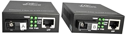 BAUDCOM A pair of 10/100/1000M Gigabit Ethernet Fiber Media Converter, Built-in Bidi Singlemode Simplex SC Transceivers, RJ45 to 1000Base-LX, Up to 20km