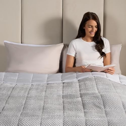 OHS Adult Weighted Blanket 8kg, Waffle Fleece Heavy Blanket Weighted for Adults Throw Winter Blanket Sleep Therapy Anxiety Relief - Natural, 150 x 200cm