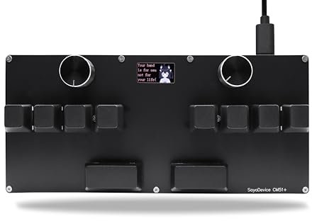 BTXETUEL SayoDevice CM51+ Rapid Trigger Keyboard for OSU!、djmax... Rhythm Game with GATERON Hall Magnetic Linear Switches with Knob Custom Programmable Keypad (Black-GATERON White Switches, CM51+)